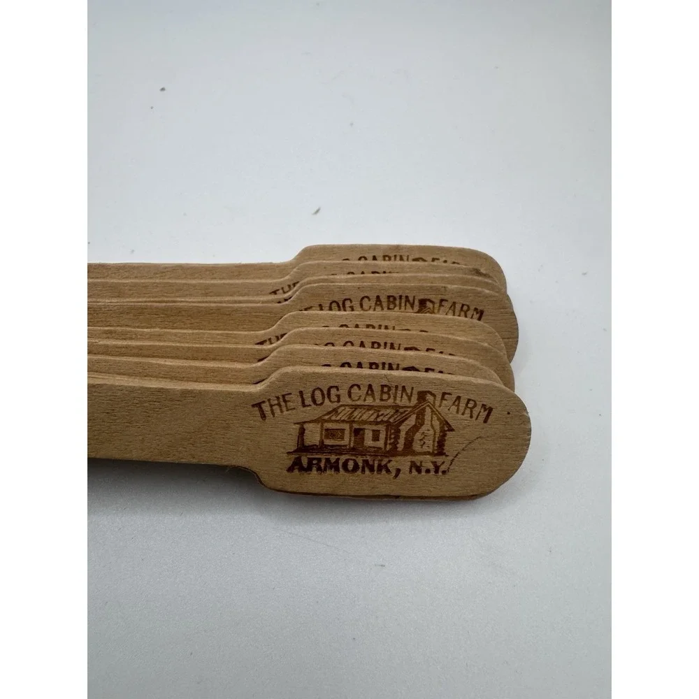 Engraved wooden spoons from The Log Cabin Farm, Armonk, N.Y. Lot Of 10